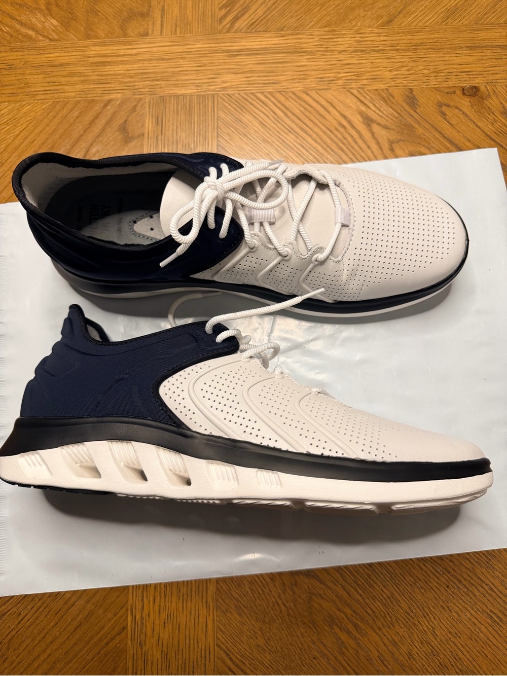 Men's White and Navy Breathable Athletic Sneaker